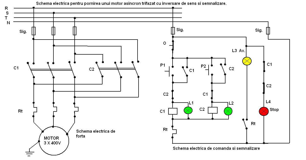 Schema electrica de pornire a unui motor asincron cu inversare de sens si semnalizare, de Rosu Florian.JPG